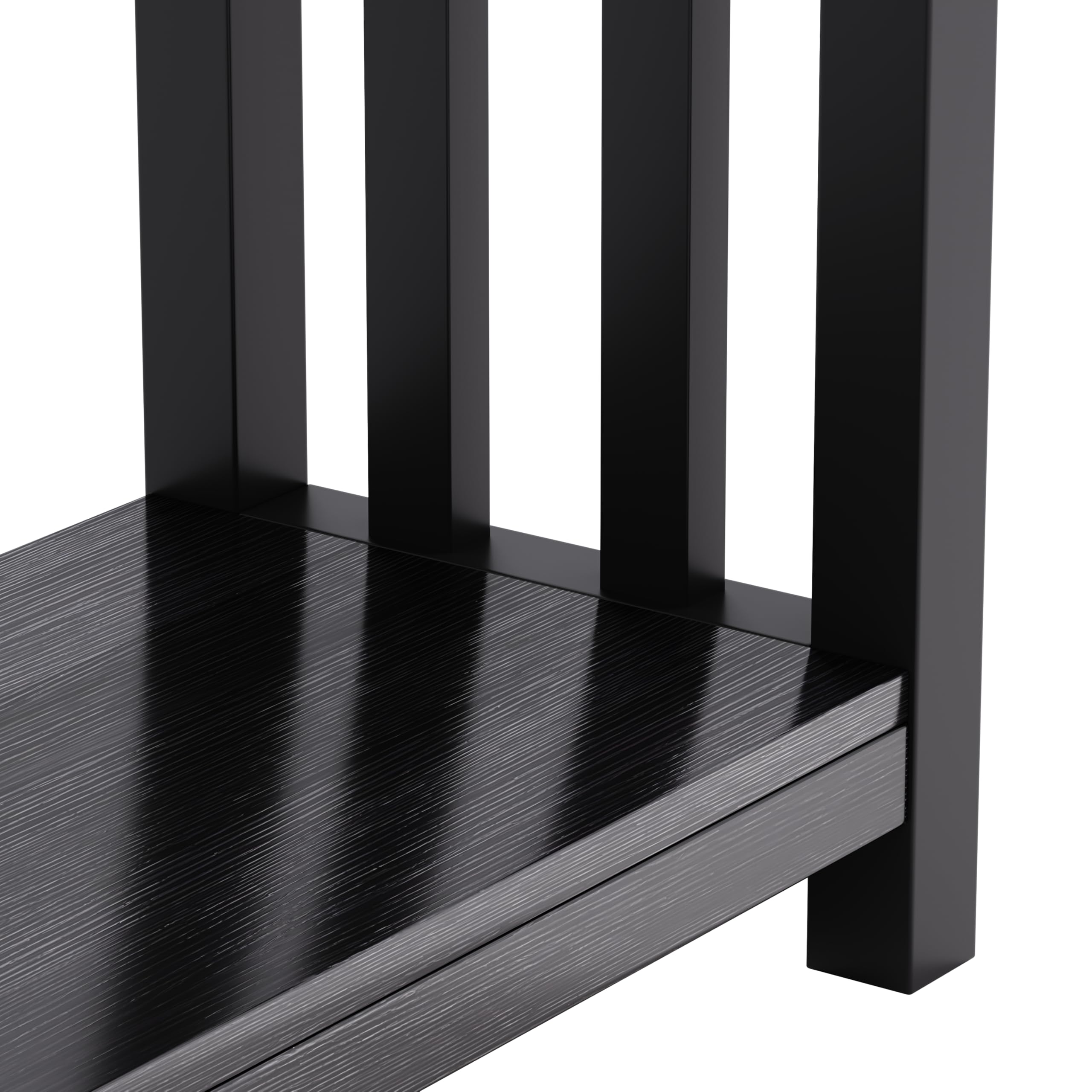 ChooChoo Black End Table for Small Spaces, Narrow Side Table, Night Stand with Storage Shelf for Living Room and Bedroom - Image 5