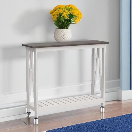 ChooChoo Farmhouse Console Table, Rustic Vintage Narrow Sofa Table for Entryway, Living Room, Hallway, 40 White - Image 6