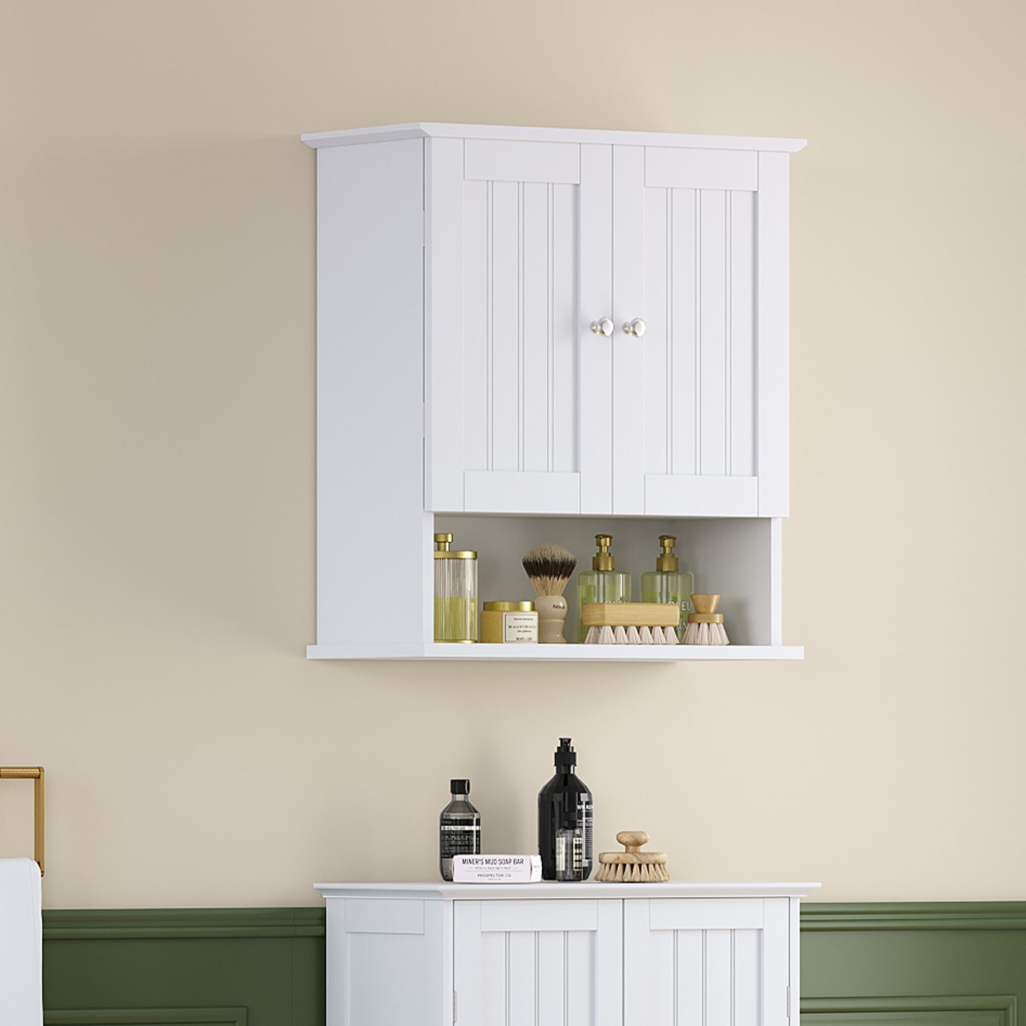 ChooChoo Kitchen Cabinet Wall Mounted, Laundry Room Cabinet with Door Shelves, Bathroom Wall Cabinet with Adjustable Shelf, Medicine Cabinet for Bathroom, Kitchen, Laundry Room, White - Image 6