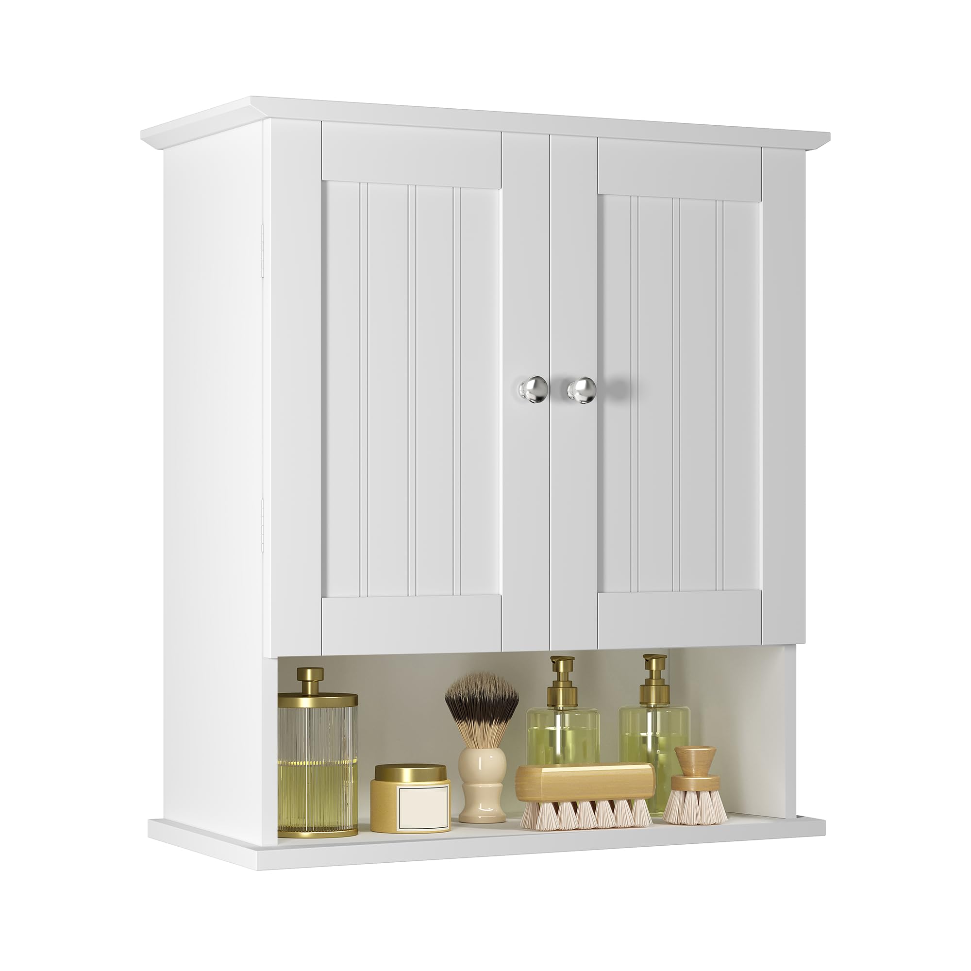 ChooChoo Kitchen Cabinet Wall Mounted, Laundry Room Cabinet with Door Shelves, Bathroom Wall Cabinet with Adjustable Shelf, Medicine Cabinet for Bathroom, Kitchen, Laundry Room, White - Image 8
