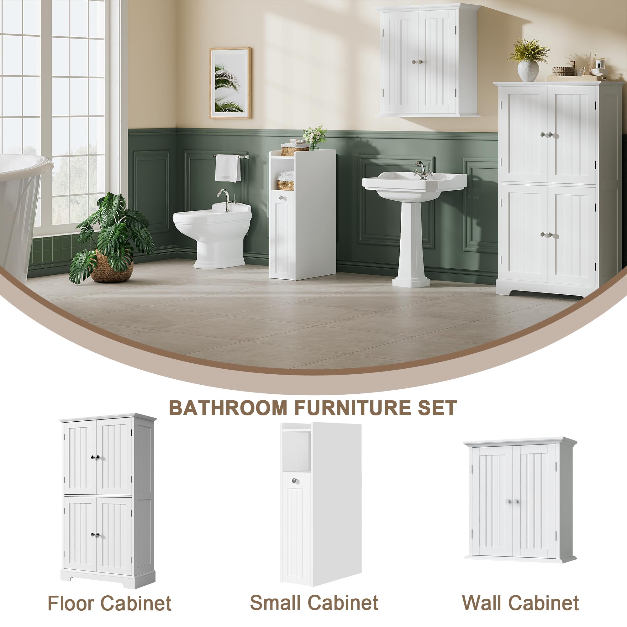 ChooChoo Slim Bathroom Storage Cabinet, Small Narrow Storage Organizer with Slide Out Drawers, Freestanding Toilet Paper Holder, Bathroom Cabinet for Small Places, White - Image 3