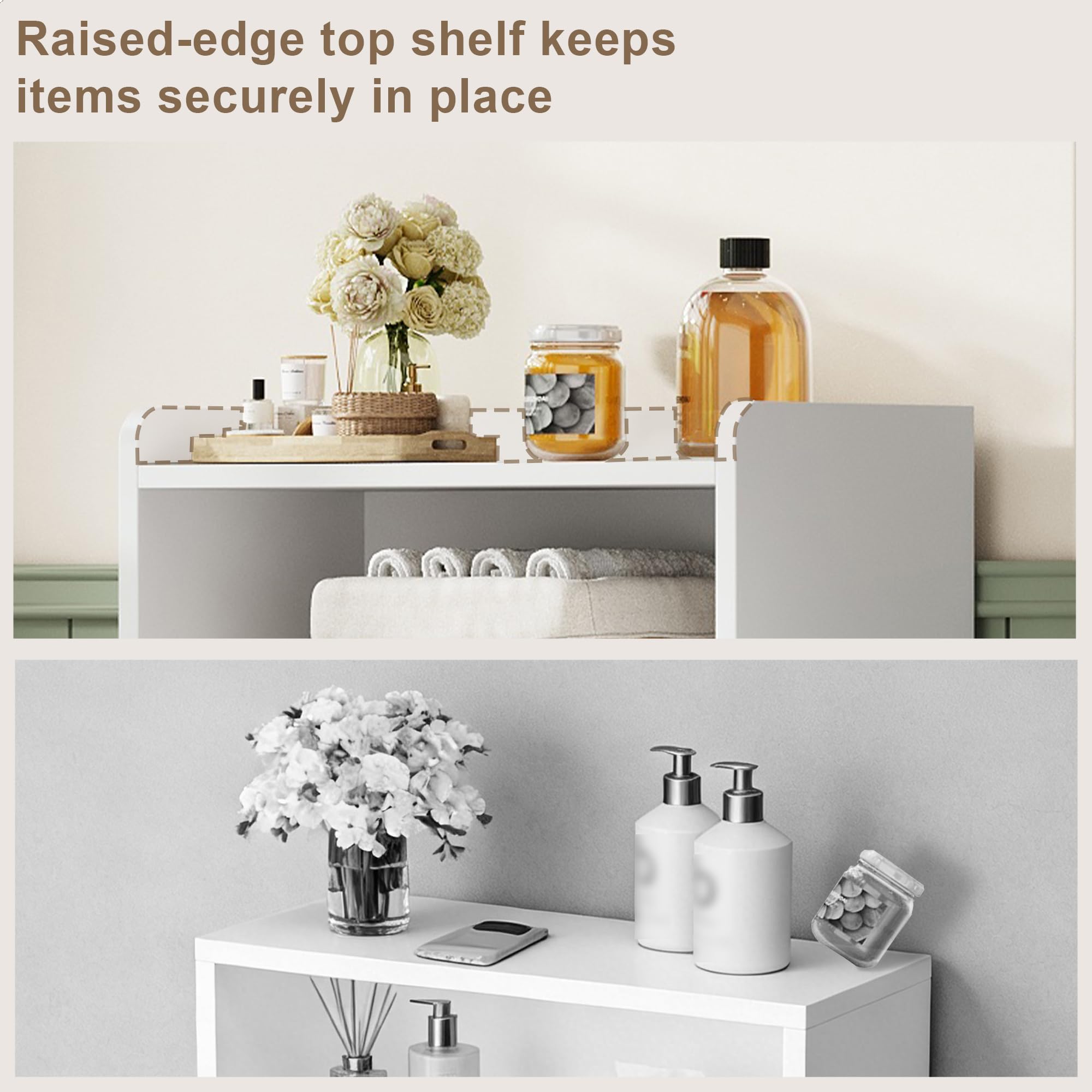 ChooChoo Small Bathroom Storage Cabinet, Narrow Toilet Paper Cabinet with 2 Door and Shelves, Freestanding Bathroom Floor Cabinet and Organizers for Small Spaces, 7.8" D * 15.7" W * 30.7" H, White - Image 4